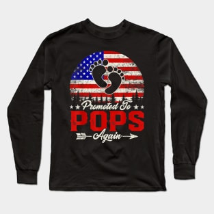 Mens American Flag Promoted To Great Pops Again Fathers Day Long Sleeve T-Shirt